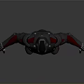 Futuristic Armored Character With Black Red Silver Mechanical Armor Standing Pose