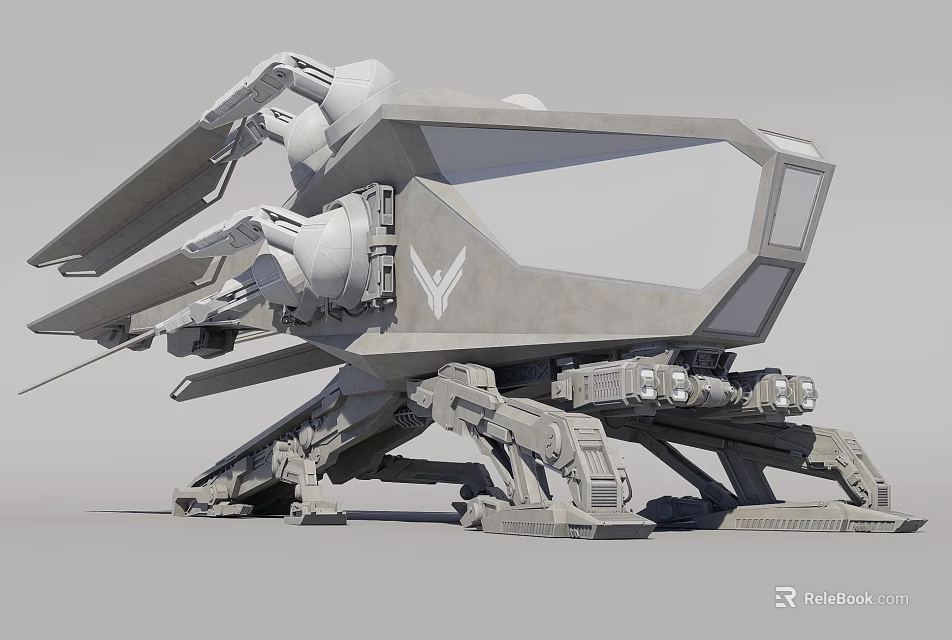 Gray Sci Fi Fighter Jet With Mechanical Structure And Advanced Weaponry 3d model 