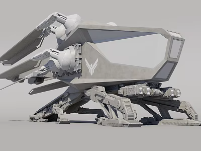 Gray Sci Fi Fighter Jet With Mechanical Structure And Advanced Weaponry 3d model