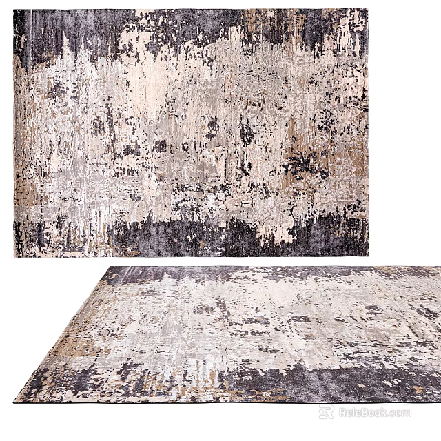 Square Floor Rug With Abstract Artistic Pattern And Neutral Tones 3d model