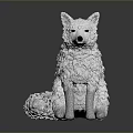 White Wolf Sculpture With Feather Like Texture Sitting On Smooth Surface