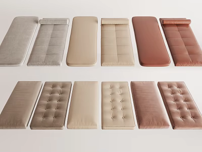 Variety Of Upholstered Bench Cushions In Different Styles 3d model