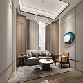 Elegant Modern Luxury Real Estate Sales Office With Artistic Chandelier And Property Sand Table