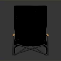 Black Folding Single Chair With Wooden Armrests And Metal Frame