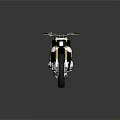 Stylish Black and Silver Motorcycle with Gold Rims on Reflective Surface 3d model