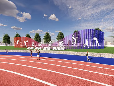 Campus culture sketch sports device punch node surface sports spirit landscape 3d model