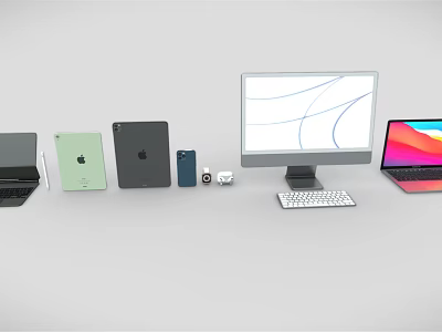 Modern Computer Devices Collection With Laptop Tablet Monitor Keyboard And Stylus 3d model