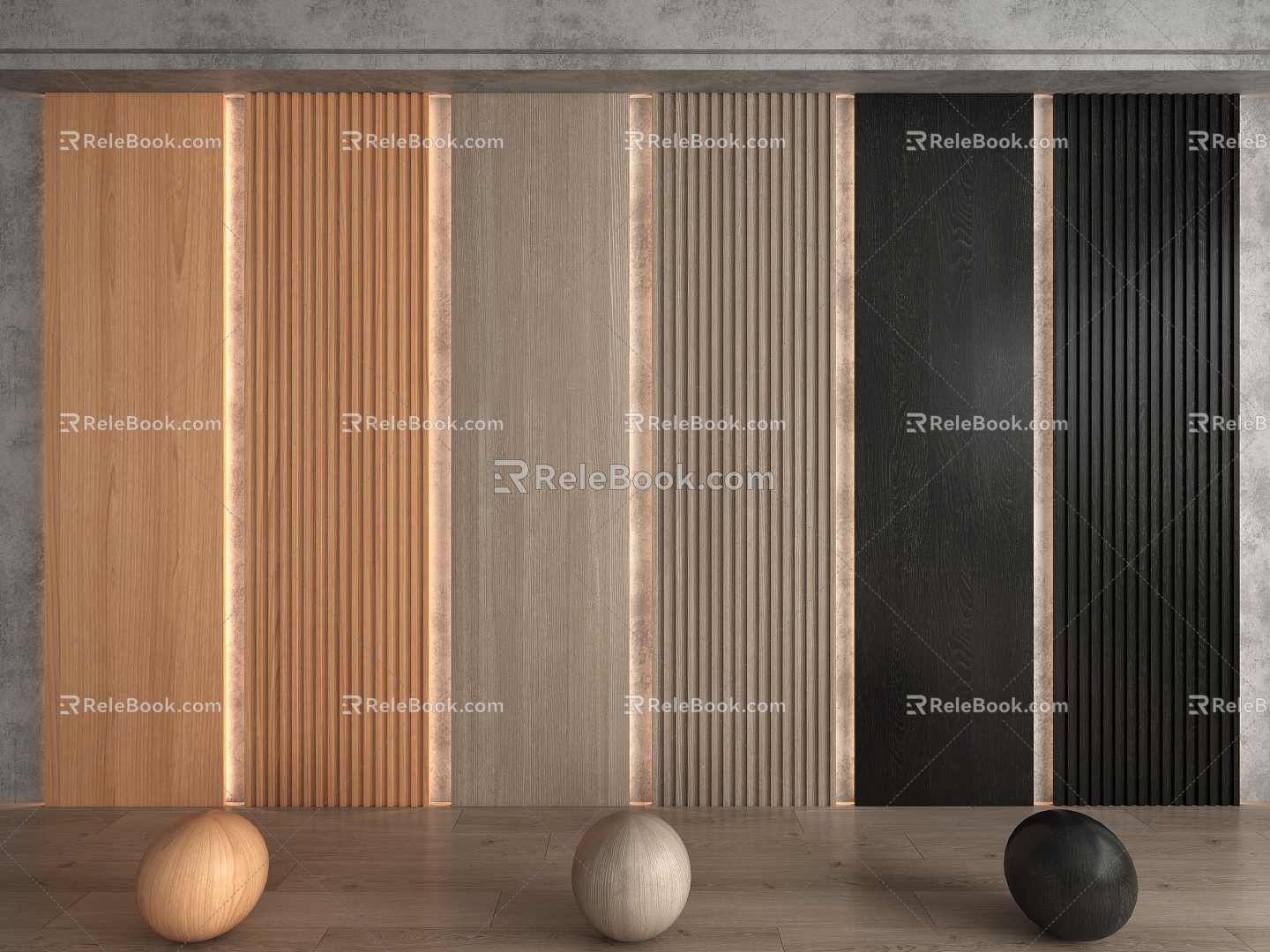 Modern wall panel wood veneer 3d model