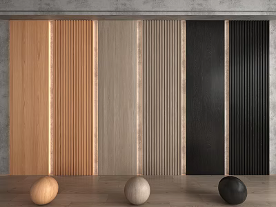 Modern Interior Wall Panels With Various Colors Textures And Decorative Spheres 3d model