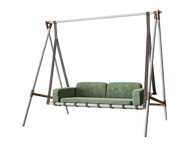 Modern Green Hanging Sofa Chair With Metal Frame And Comfortable Cushion 3d model