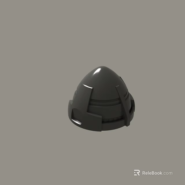Black Mechanical Helmet 3D Model With Sleek Surface And Geometric Design 3d model 
