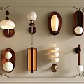 Various Stylish Wall Lamps Displayed On Ornate Decorative Wall Frame