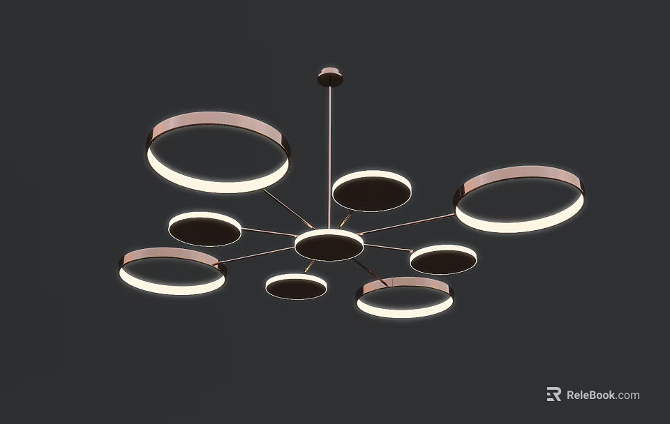 Modern Chandelier With Multiple Circular Rings And Sleek Design For Home Interior 3d model 
