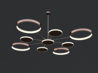 Modern Chandelier With Multiple Circular Rings And Sleek Design For Home Interior 3d model
