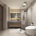 Modern Bathroom Interior Design With Marble Vanity Mirror And Glass Shower Area