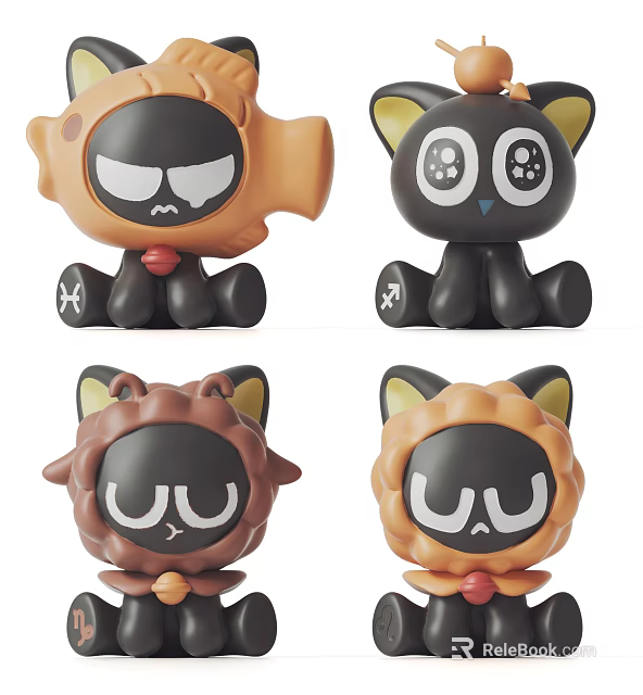 Adorable Cartoon Dolls With Various Colors Unique Designs And Cute Expressions 3d model 