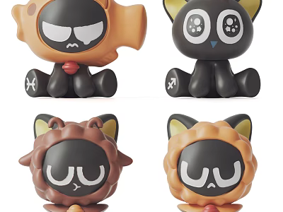 Adorable Cartoon Dolls With Various Colors Unique Designs And Cute Expressions 3d model