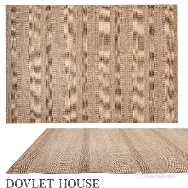 Natural Tone Square Carpet With Vertical Striped Woven Textured Design 3d model 