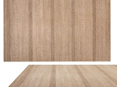 Natural Tone Square Carpet With Vertical Striped Woven Textured Design 3d model