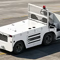 White Industrial Utility Vehicle with Open Cab Red Warning Light and Metal Grille