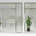 Modern Transparent Glass Sliding Doors As Interior Partitions With Green Plants In Home Decor