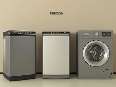 Three Different Poliform Washing Machines With Modern Design And Stainless Steel Finish 3d model