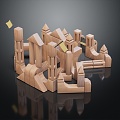 Modern Building Blocks Wood Castle Building Blocks Castle Building Blocks Toys 3d model