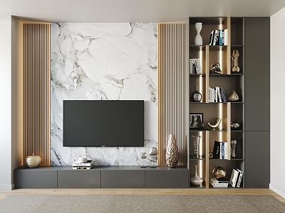 Modern TV background wall 3d model