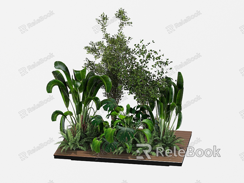 Modern indoor and outdoor landscaping gardening landscape sketch green plant pile landscape pool flower bed flower pool flower box tree pool seat model