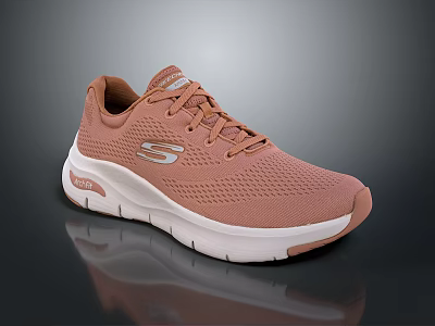 Skechers Pink Casual Shoes With Breathable Mesh Upper And White Sole 3d model