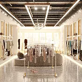 Stylish Clothing Store Interior With Clothing Displays Seating Area And Modern Lighting