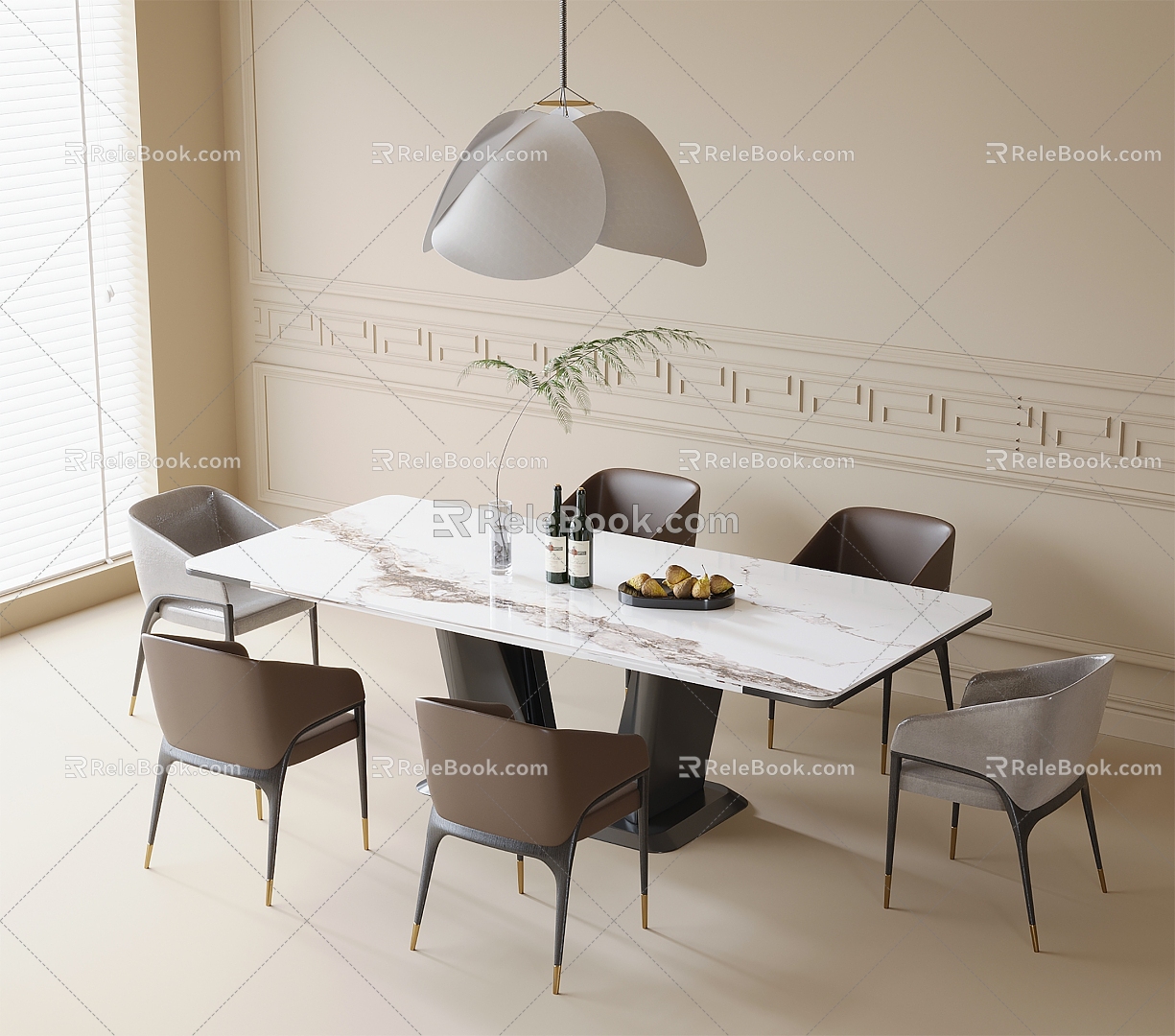 Dining Table and Chair Combination Dining Table Dining Chair Single Chair Chandelier model