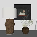 Ancient and ancient vintage solid wood table lamp 3d model