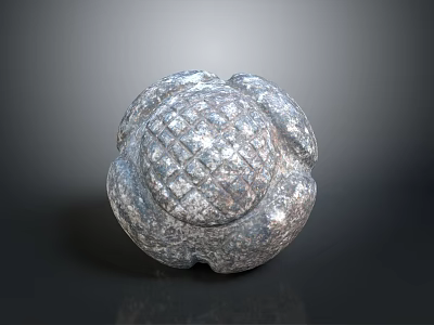 Unique Handcrafted Gray Stone Spherical Decor With Intricate Carved Weave Pattern Design 3d model