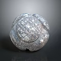 Unique Handcrafted Gray Stone Spherical Decor With Intricate Carved Weave Pattern Design