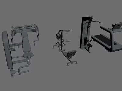 Sports Equipment Collection Featuring Strength Training Machines Treadmill And Fitness Gear 3d model