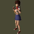 Anime Girl In Sailor Uniform Brown Short Hair Red Wristbands Fists Clenched Serious Green Background