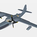 Gray Streamlined Passenger Plane Flying With Twin Propellers In Blue Sky