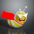 Cartoon Snail Character With Red Cape Yellow White Stripes And Smiling Face