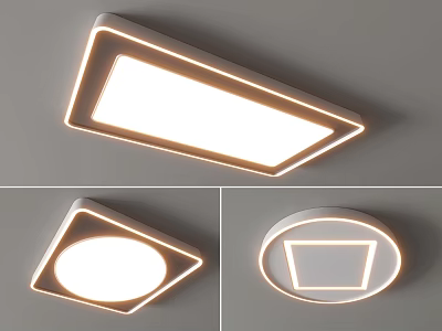 Modern Ceiling Light Designs with Square Triangle and Round Shapes and Illuminated Borders 3d model