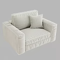 Light Gray Single Seater Fabric Sofa With Comfortable Armrests And Decorative Pillow 3d model