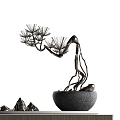 New Chinese Style Ornaments Bonsai Bonsai Iron Plant rockery 3d model