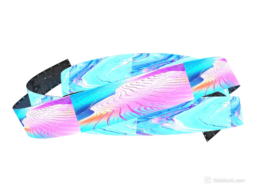 Colorful Computer Accessory Featuring Blue Pink Gradient And Wave Pattern Abstract Design 3d model 
