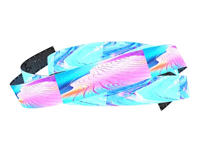 Colorful Computer Accessory Featuring Blue Pink Gradient And Wave Pattern Abstract Design 3d model