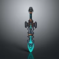 Fantasy Sword With Ornate Hilt Glowing Blue Blade And Crystal Accents 3d model