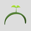 Green Seedling With Arch Shaped Base And Two Fresh Leaves 3d model