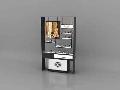 Modern Display Shelf With Black Metal Frame Multiple Layers Glass Panels For Retail Showcase 3d model