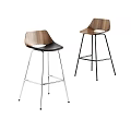 Modern Bar Stools With Wooden Seats Backrests And Metal Legs Design