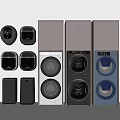Modern Washing Machines With Various Front Loading Styles And Color Options 3d model