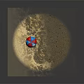 Red White Blue Sports Equipment Ball With Star And Moon Patterns On Sandy Ground